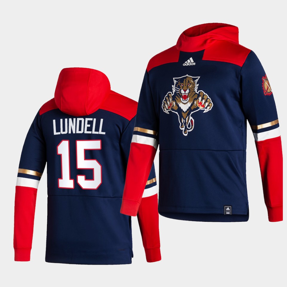 Men Florida Panthers #15 Lundell Blue NHL 2021 Adidas Pullover Hoodie Jersey->florida panthers->NHL Jersey